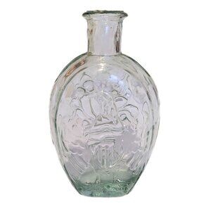 Vintage Thick Green Glass Bottle Embossed Eagle & Cornucopia Collectible